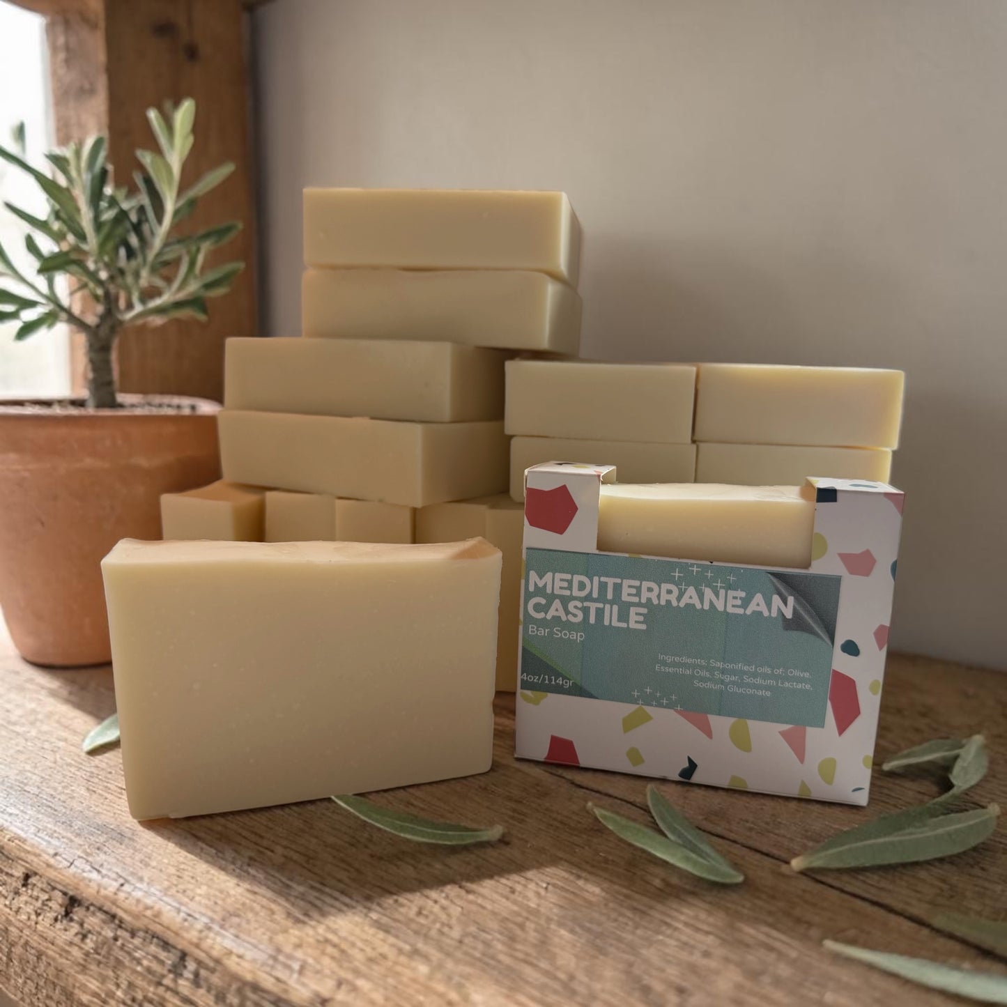 castile bar soaps and packaging